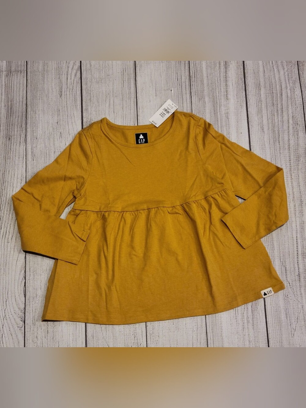 GAP Girls' Mustard Yellow Long-Sleeve Peplum Top
